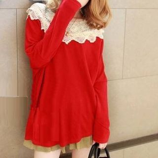 Dream Girl Lace Yoke Long-Sleeve Top