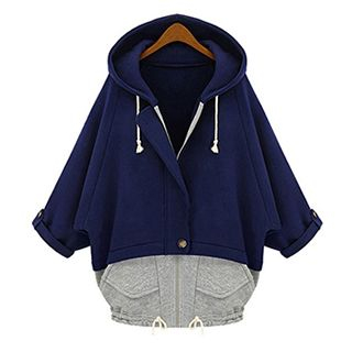 chome Panel Hooded Loose Fit Jacket