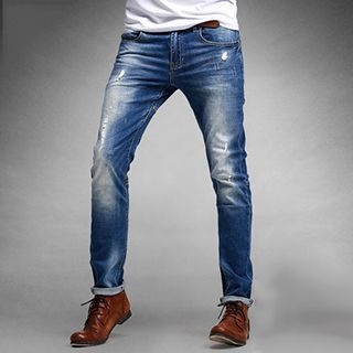 Quincy King Distressed Straight Jeans