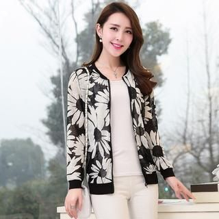 Romantica Flower-Print Zip Jacket