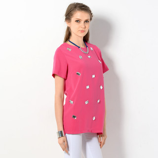 YesStyle Z Jeweled Chiffon Tunic Pink - One Size