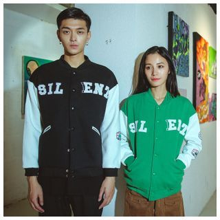 Simpair Matching Couple Appliqu  Baseball Jacket