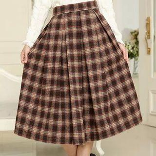 Neeya Check Pleated Midi Skirt
