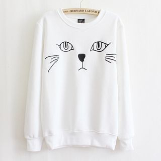 Maymaylu Dreams Cat Embroidered Pullover