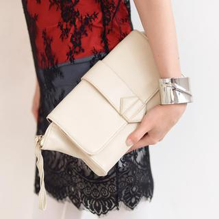 yeswalker Faux Leather Clutch Off-White - One Size
