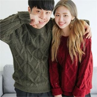 TOMONARI Couple Wool Blend Cable-Knit Sweater