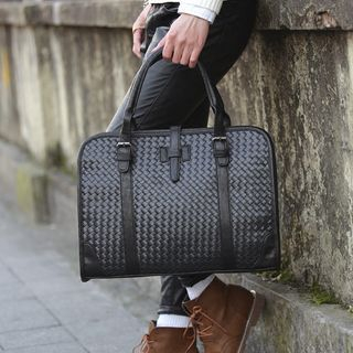 BagBuzz Woven Faux Leather Briefcase