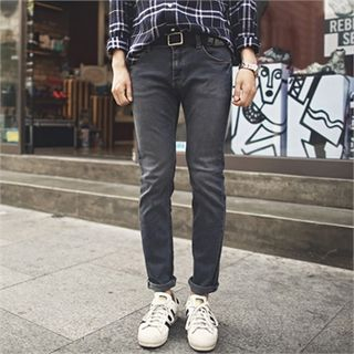 MITOSHOP Washed Slim-Fit Jeans