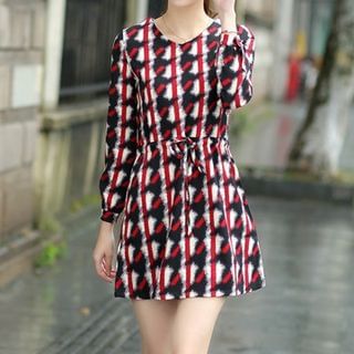 Aikoo Long-Sleeve Patterned Dress