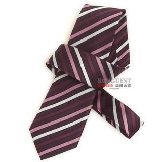 Romguest Striped Neck Tie Wine Red - One Size
