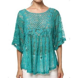 Persephone Elbow-Sleeve Lace Top
