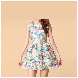 Strawberry Flower Flower Print Sleeveless Dress