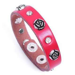 KINNO Rose Stud Genuine Leather Bracelet