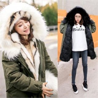 QNIGIRLS Faux-Fur Lined Hooded Parka
