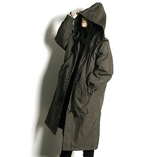 Rememberclick Oversized Hooded Military Jacket