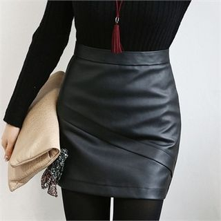 SARAH Faux-Leather Mini Skirt