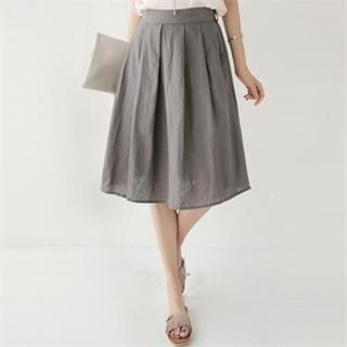 YOOM Linen Pleated A-Line Skirt