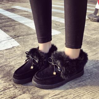 SouthBay Shoes Furry Bow Moccasins