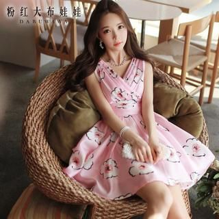 Dabuwawa Sleeveless Flower-Print Dress