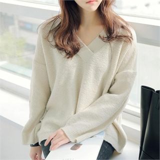 YOOM V-Neck Wool Blend Sweater