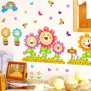LESIGN Smiley Face Flower Wall Sticker Multi Color - One Size