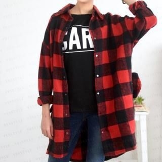 59 Seconds Oversized Check Tweed Coat