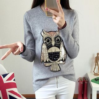 SILVIE Owl Applique Sweater