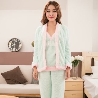 Sexy Babie Pajama Set: Fleece Jacket + Strappy Top + Pants