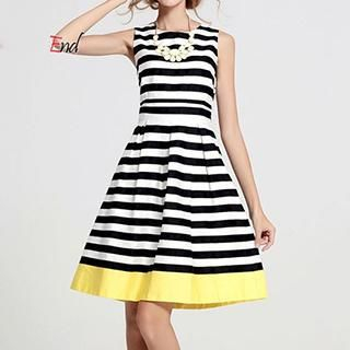 Persephone Striped Sleeveless A-Line Dress