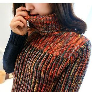 Soft Luxe Turtleneck Color-Block Sweater