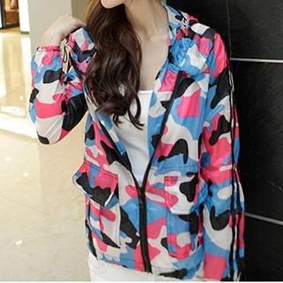 Romantica Hooded Camouflage-Print Jacket