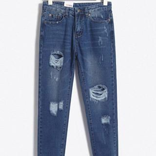 Athena Washed Distressed Slim-Fit Jeans