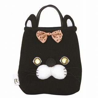 Cat Knit Tote Bag [ROOTOTE tiny roo - Fluffy-B] Black - One Size