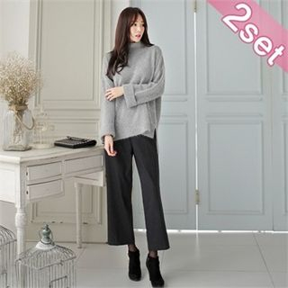 Styleberry Set: Angora Wool Blend Sweater + Wide-Leg Pants