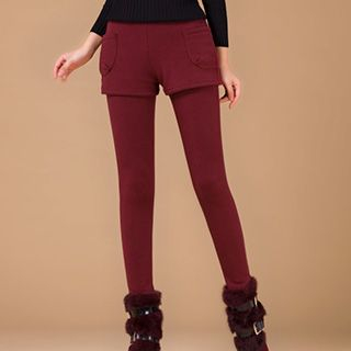 Fashion Street Inset Shorts Fleece-Lined Leggings