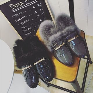 Hipsole Faux-Fur-Trim Fringed Loafers