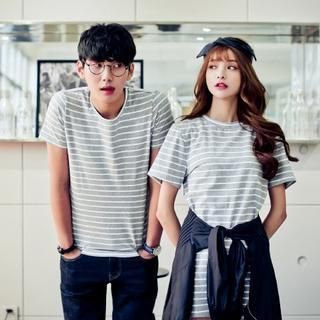 Evolu Couple Short-Sleeve Striped T-Shirt
