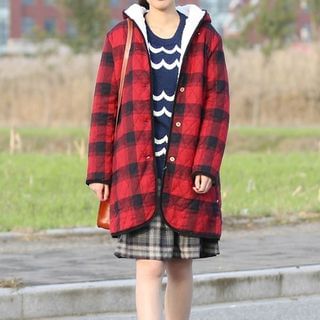 Mellow Fellow Plaid Hooded Quilted Coat