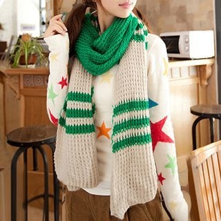 Rita Zita Stripe Cable Knit Scarf