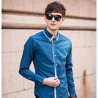 Danjieshi Long-Sleeve Contrast Trim Shirt