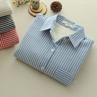 Storyland Fleece-Lined Long-Sleeve Striped Shirt