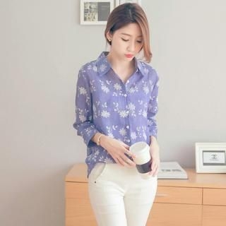 Tokyo Fashion Long-Sleeve Embroidered Blouse