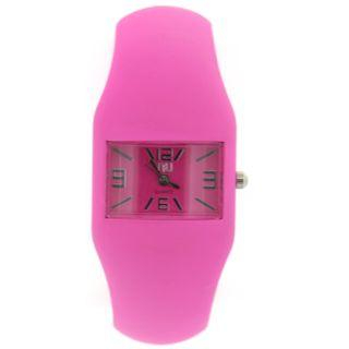 N:U - Not the Usual Rubber-Effect Cuff Wrist Watch Pink - One Size
