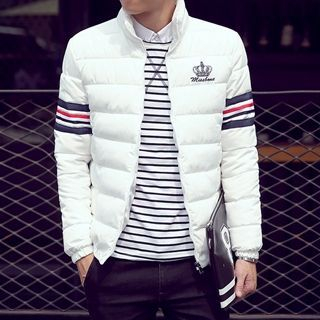 LC Homme Contrast-Stripe Padded Printed Zip Jacket