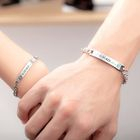 Stainless Steel Rhinestone Lettering Bracelet