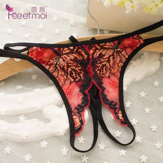 C'est MOI Floral Embroidered Thong