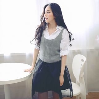 AC Cable-Knit Sleeveless Top