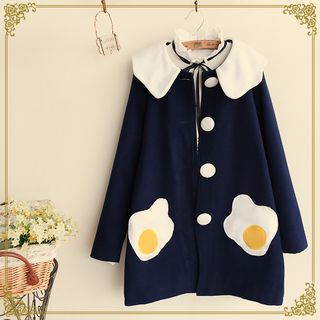 Fairyland Egg Appliqu  Single-Breasted Coat