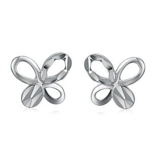 MaBelle 14K/585 White Gold Butterfly Stud Earrings
