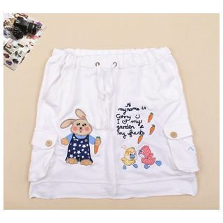 Cute Colors Drawstring Applique A-Line Skirt